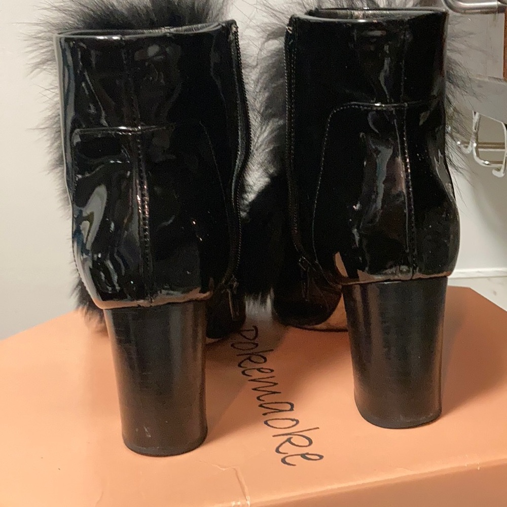 Black Patent Leather And Real Fur Booties - image 4